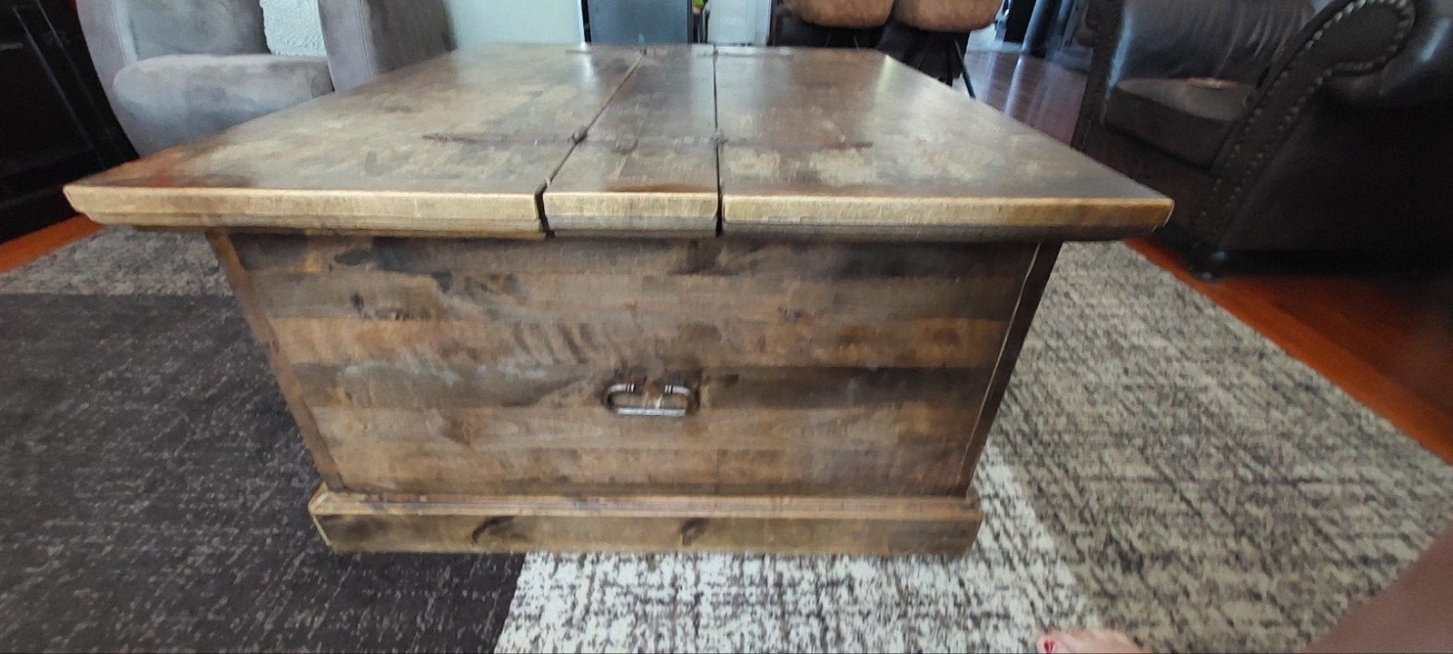 Massief houten dekenkist/salontafel, 100 tot 150 cm, Rechthoekig, 50 tot 100 cm, Ophalen of Verzenden
