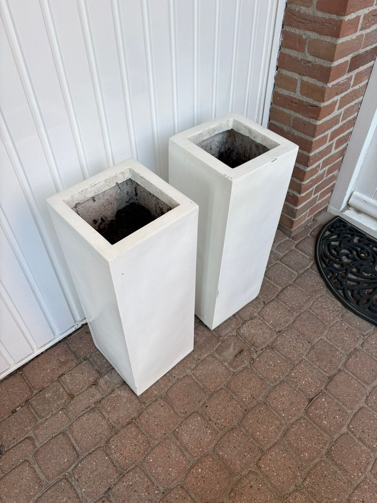 Witte plantenbakken van Elho voor buiten, Tuin en Terras, Bloembakken en Plantenbakken, Ophalen, Kunststof, Gebruikt, Minder dan 60 cm