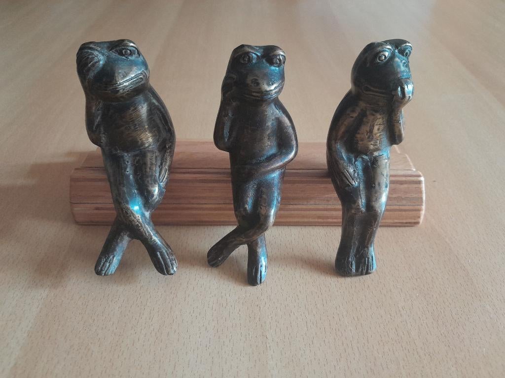 Bronzen Kikkers Marius Verhagen ( Horen Zien en Zwijgen ), Antiek en Kunst, Ophalen