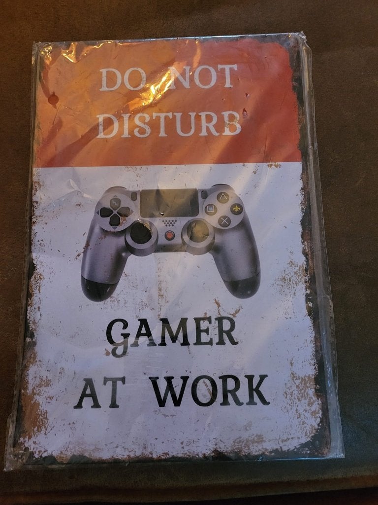 Wandbord Do not disturb gamer at work, Metaal, 20 cm, Nieuw, Ophalen of Verzenden
