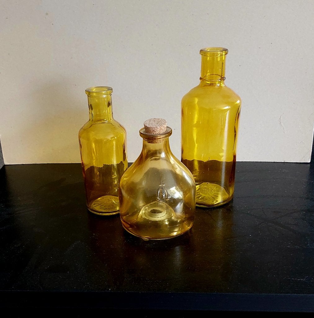 sierflessen okergeel, Ophalen, Gebruikt, Geel, Glas