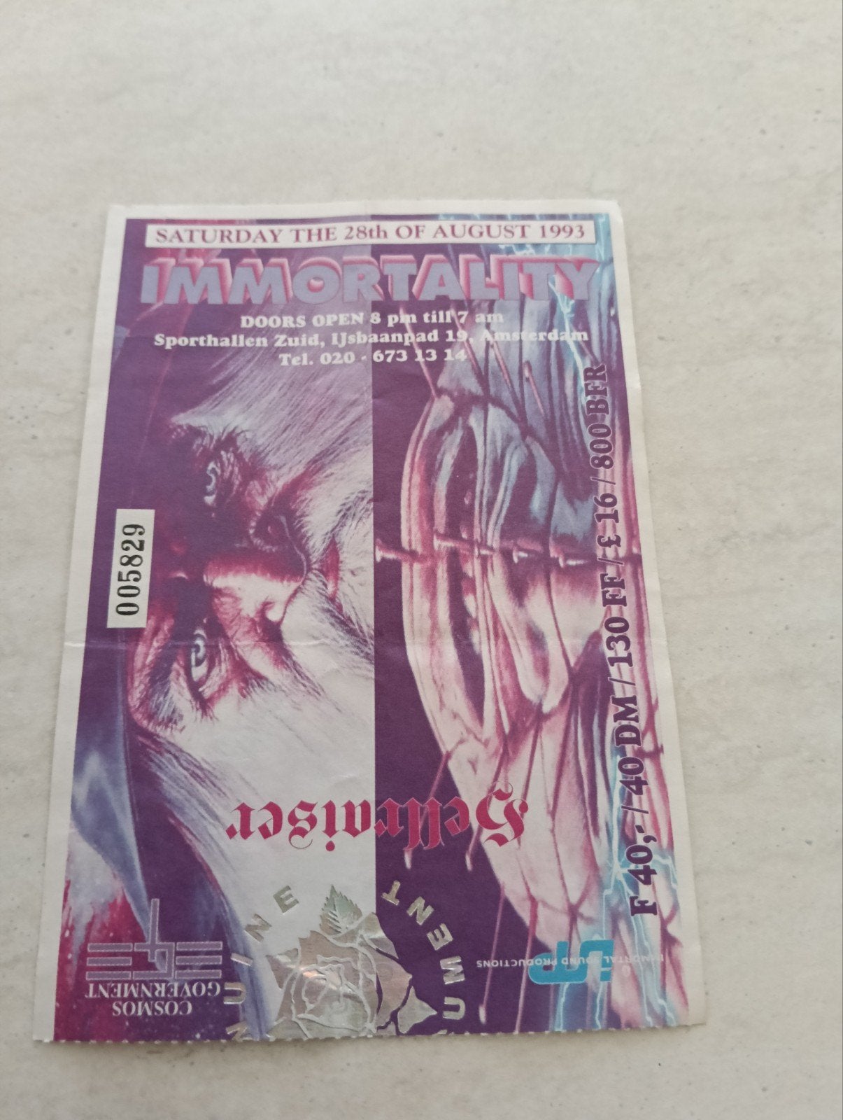 Hellraiser immortality 28 aug 1993 toegangskaart, Ophalen of Verzenden, Gebruikt