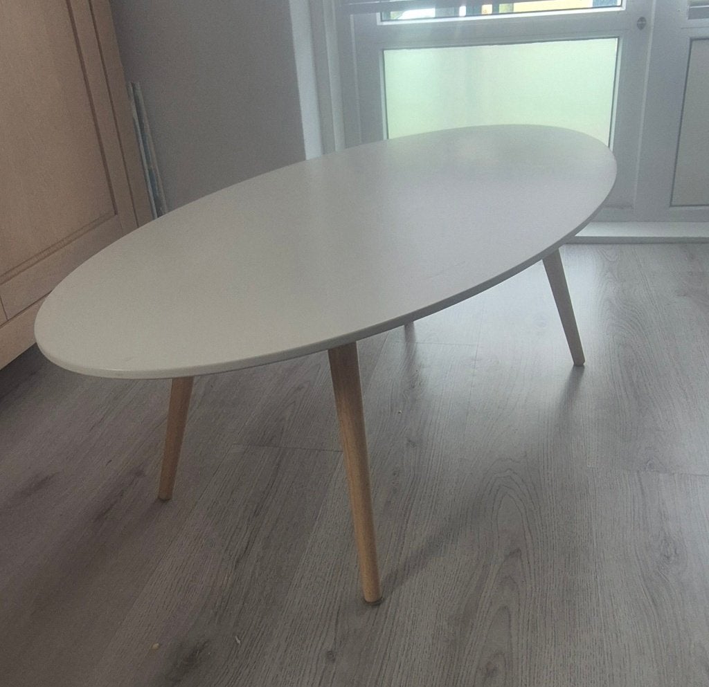 Witte salontafel Scandinavische stijl, Ophalen, Overige materialen, Gebruikt, 100 tot 150 cm