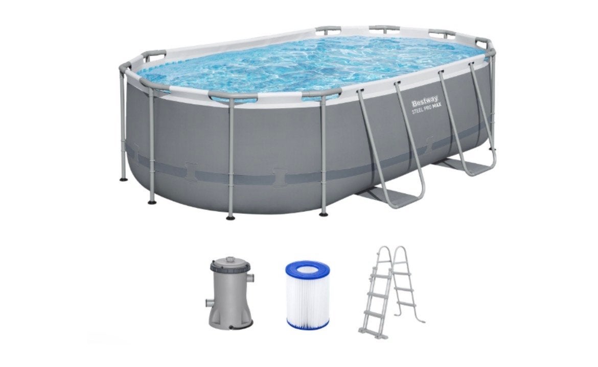 Bestway Steel Pro Max Ovaal Opzetzwembad (427x250x100cm), Tuin en Terras, Ophalen, Gebruikt, 200 tot 300 cm, 80 tot 120 cm