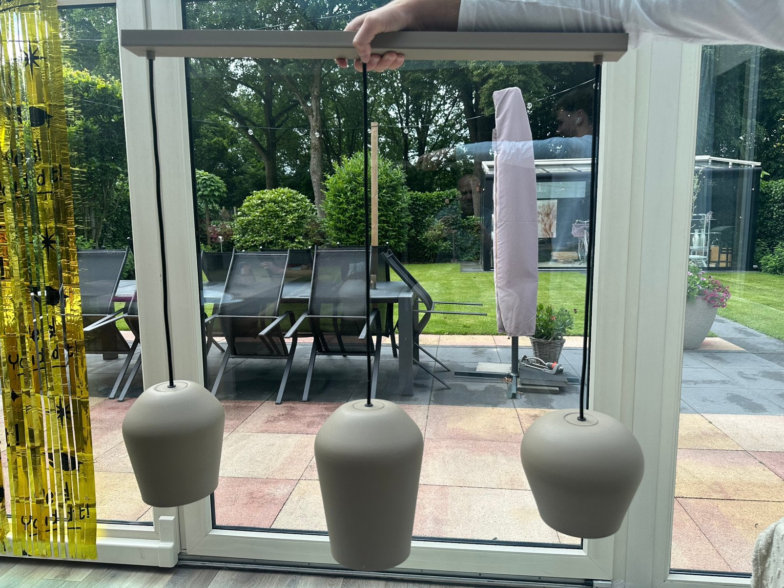 Hanglampen kleur zand / beige, Ophalen, Zo goed als nieuw, Overige materialen, 75 cm of meer