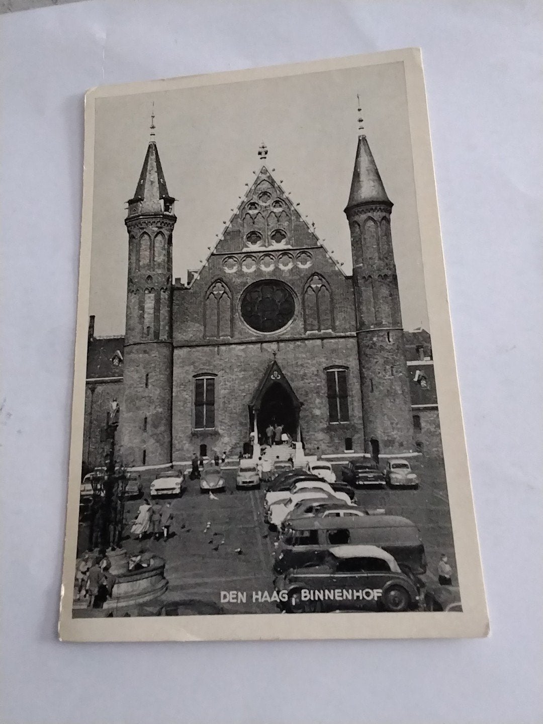 Oude ansichtkaart Binnenhof Den Haag 1957, Ophalen of Verzenden, 1940 tot 1960, Gelopen, Zuid-Holland