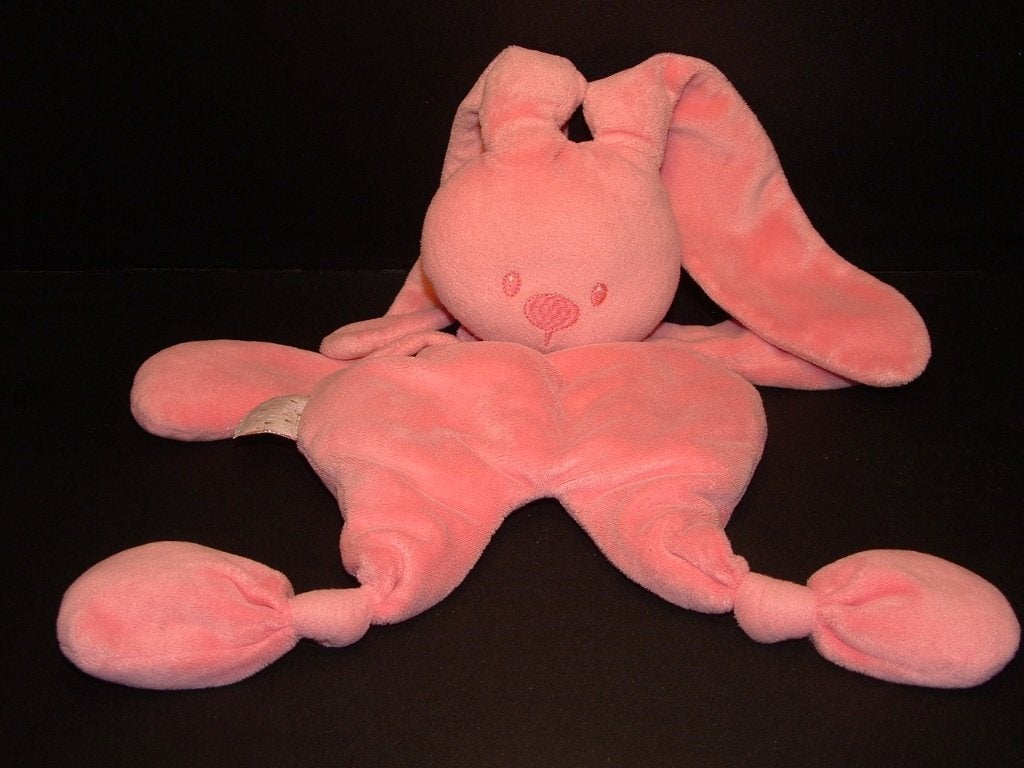 NATTOU KONIJN VELOURS ROZE MET ROZE GEBORDUURDE NEUS, Verzenden, Nieuw, Overige typen