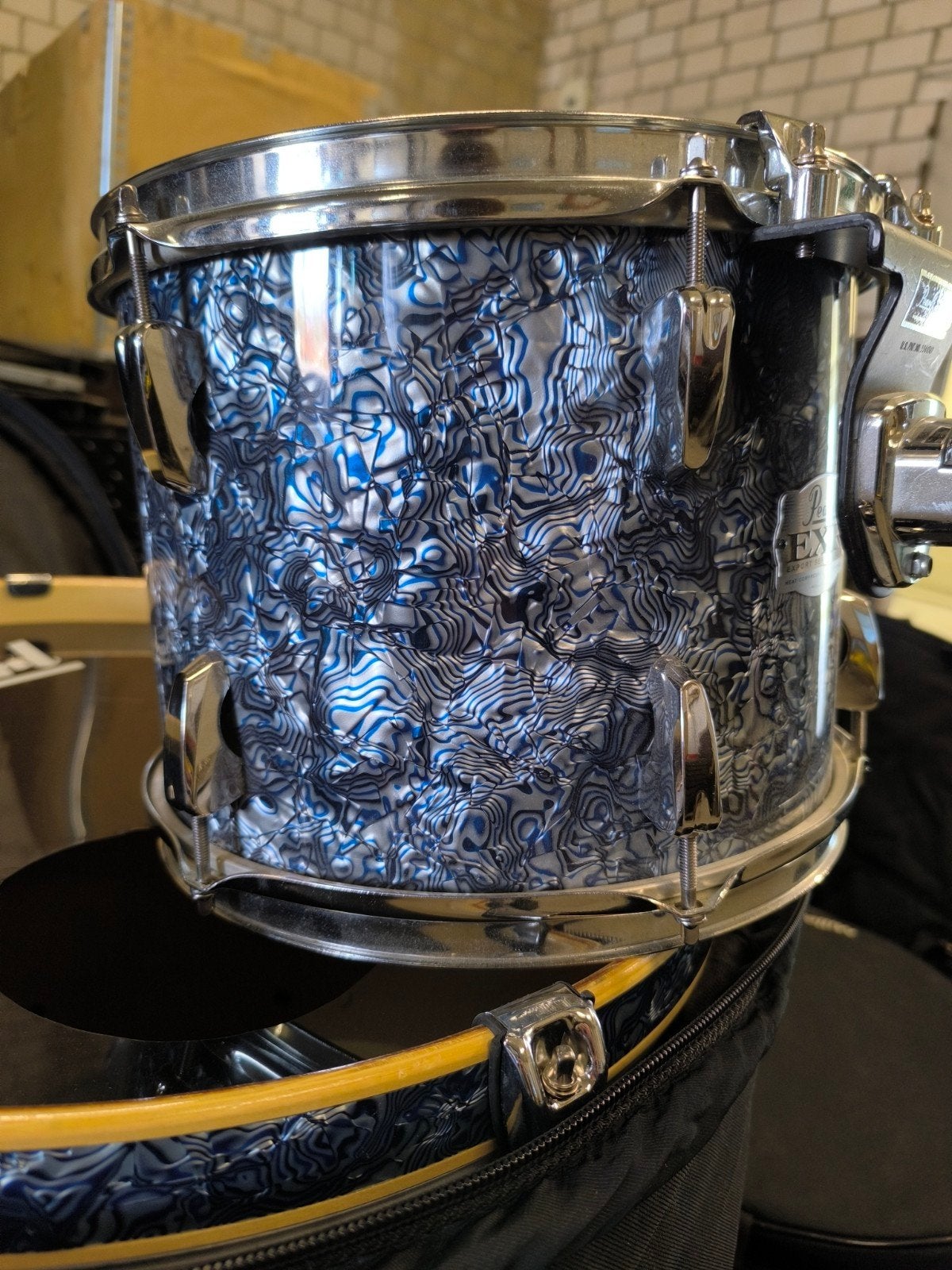 Pearl Export Drumstel met Tassen - Blauw Marmer, Ophalen, Gebruikt, Pearl