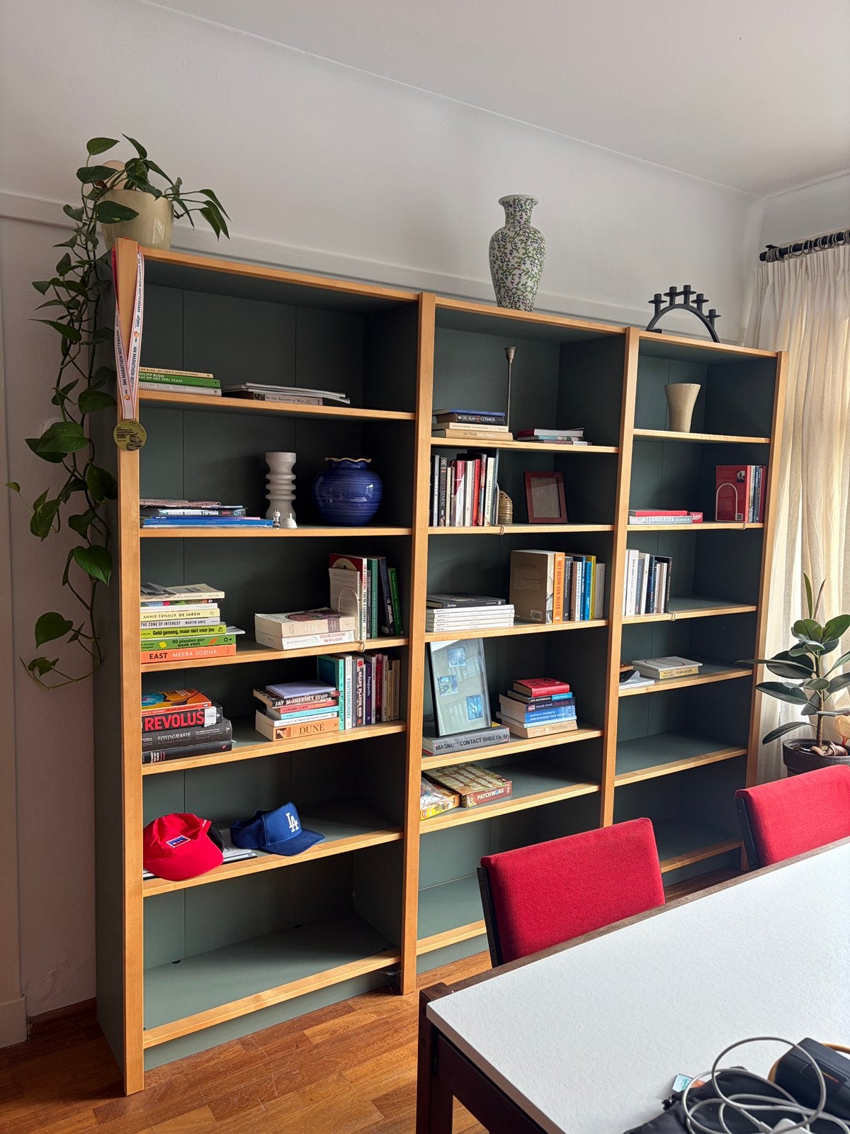 Vintage Houten Boekenkast in het Groen, Met plank(en), 200 cm of meer, Ophalen of Verzenden, Zo goed als nieuw