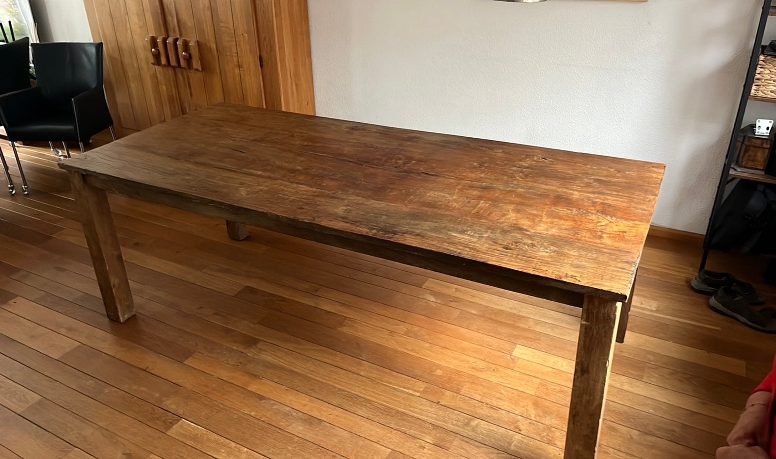 Stoere eettafel 220 x 100 cm, Huis en Inrichting, Ophalen, Gebruikt, Teakhout, 200 cm of meer