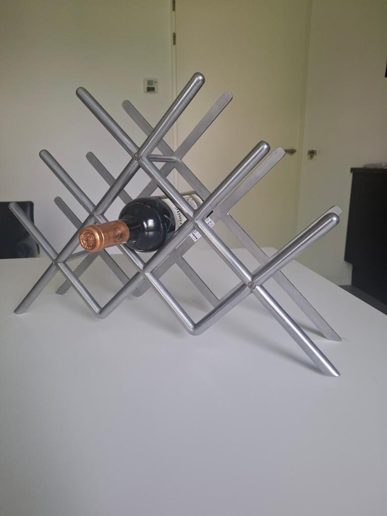 Vintage Ikea wijnrek Blänkande aluminium, Huis en Inrichting, Woonaccessoires | Wijnrekken, Ophalen of Verzenden, Metaal, Minder dan 50 cm