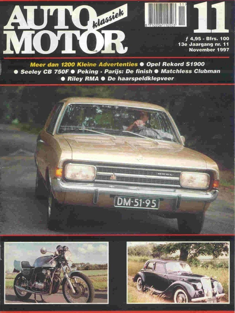 Auto Motor Klassiek 11 1997 Opel Rekord 1900 S, Riley RMA, Ophalen of Verzenden, Zo goed als nieuw, Opel