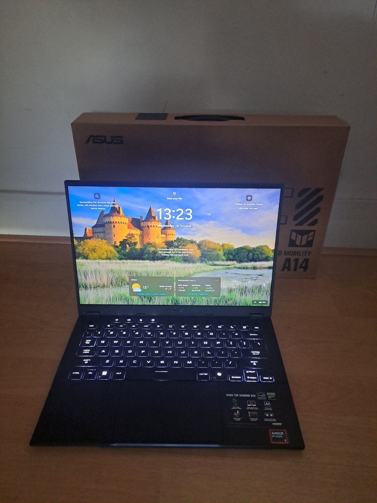 ASUS TUF Gaming A14 RTX 5060 Laptop als nieuw, Met videokaart, Qwerty, ASUS, AMD Ryzen