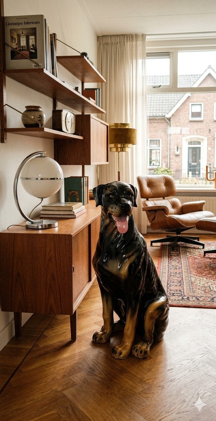 Origineel vintage porseleinen beeld Rottweiler Italië, Ophalen
