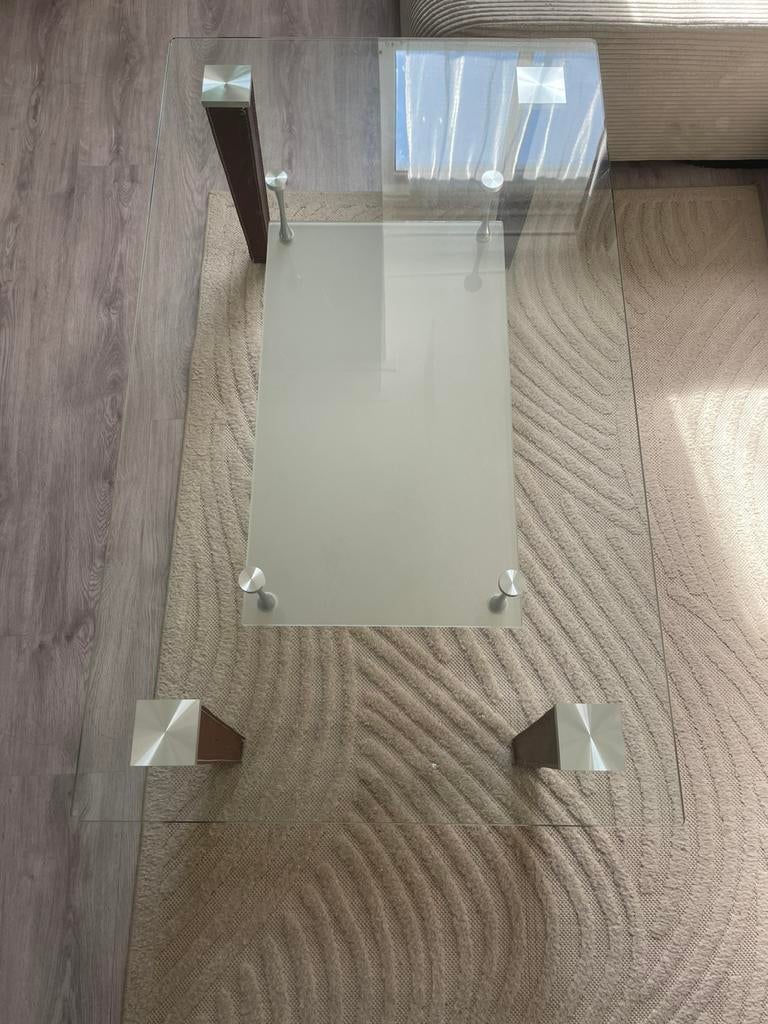 Glass coffee table, Ophalen, Gebruikt, 100 tot 150 cm, 50 tot 100 cm