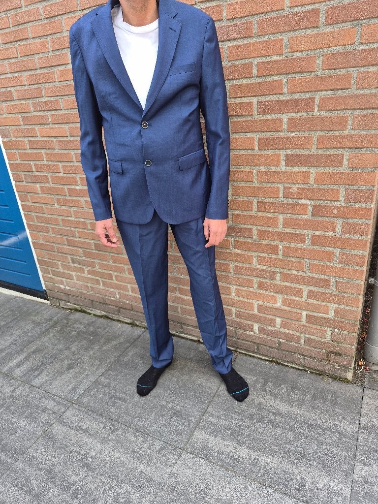 TrouwKostuum  maat 50 als nieuw 1x gedragen, Ophalen of Verzenden, Zo goed als nieuw, Overige maten, Blauw