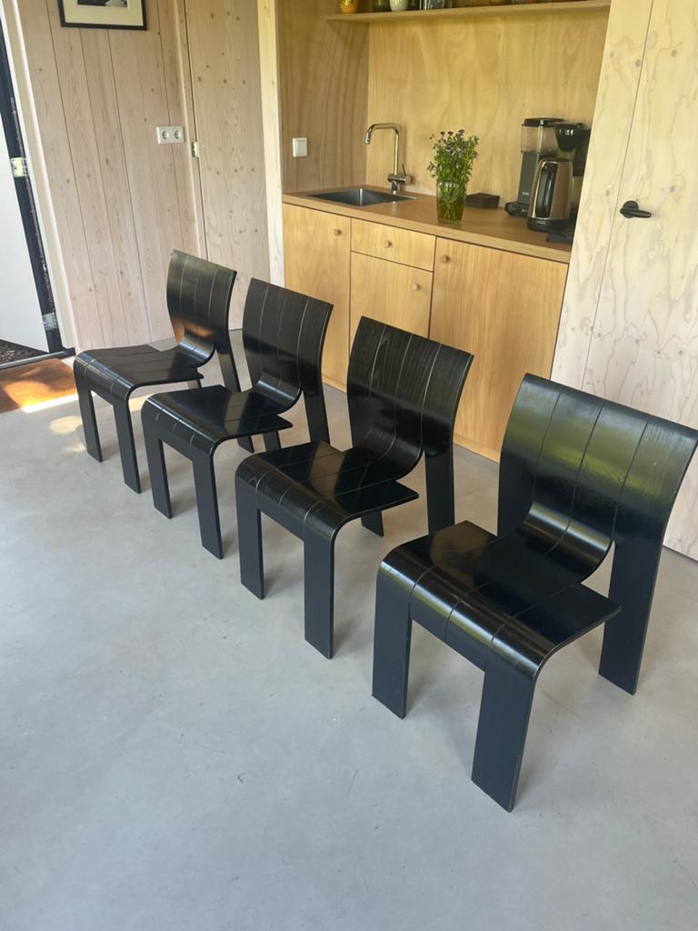 Gijs Bakker (Castelijn) / Stripstoelen (4), Huis en Inrichting, Gebruikt, Modern Design (1970-1980), Zwart, Ophalen of Verzenden