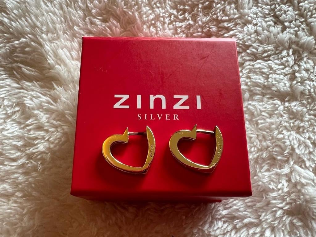 Zinzi zilveren hartvormige oorbellen, Ophalen of Verzenden, Zo goed als nieuw, Goud, Zilver