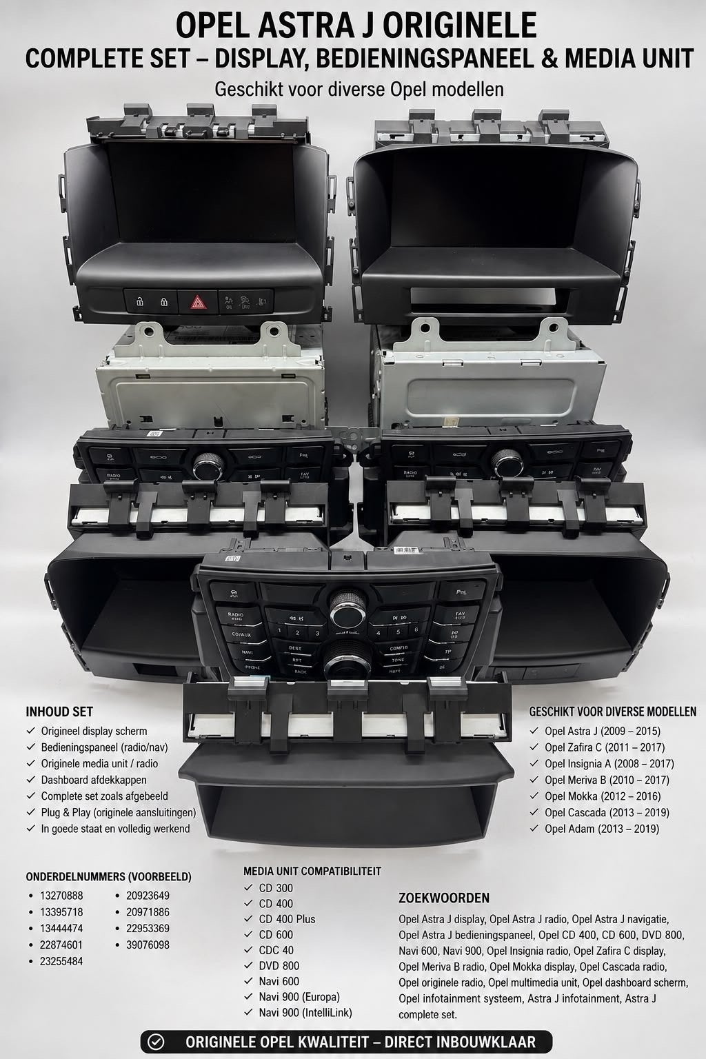 Opel Astra J Origineel Display + Media Unit + Bedieningspane, Auto diversen, Ophalen of Verzenden, Gebruikt