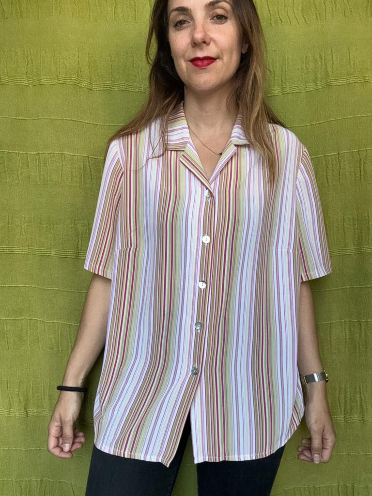 Vintage blouse / print / strepen / maat 46 / 3XL, Hgv, Hgv, Maat 46/48 (XL) of groter, Ophalen of Verzenden