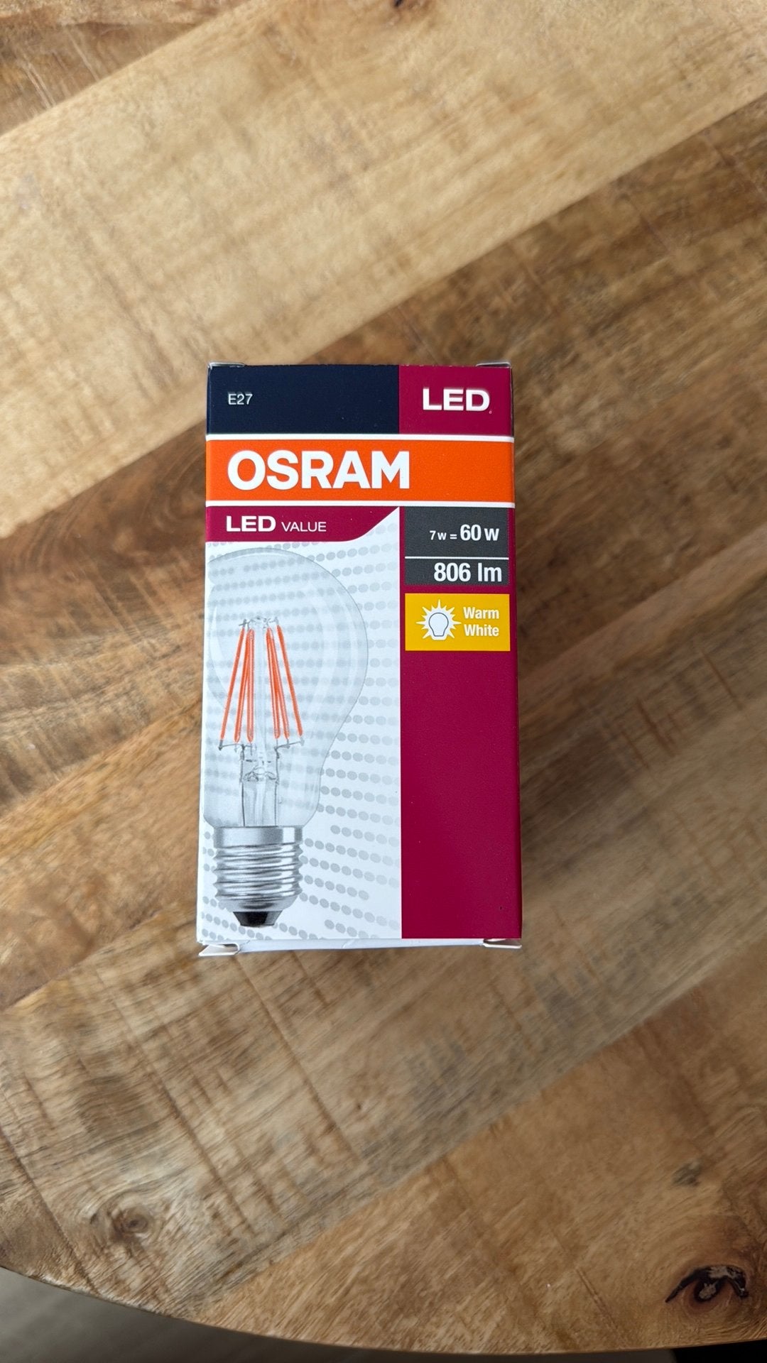 OSRAM LED E27 Lamp - 7W (vervangt 60W) Warm Wit, Ophalen of Verzenden, Nieuw