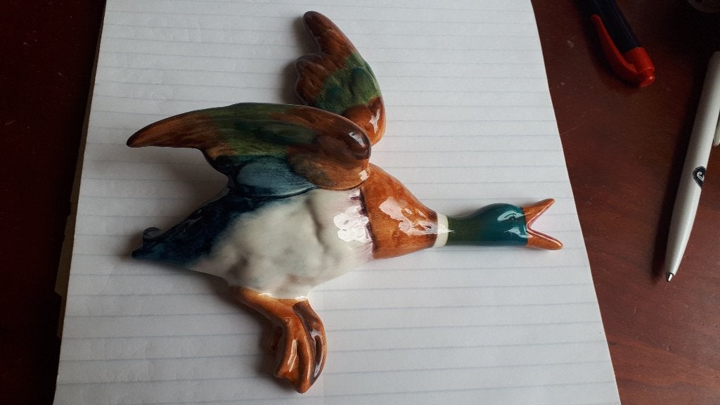 Vintage Beswick England vliegende wilde eend wanddecoratie, Ophalen, Minder dan 20 cm, Wanddecoratie, Beschilderd