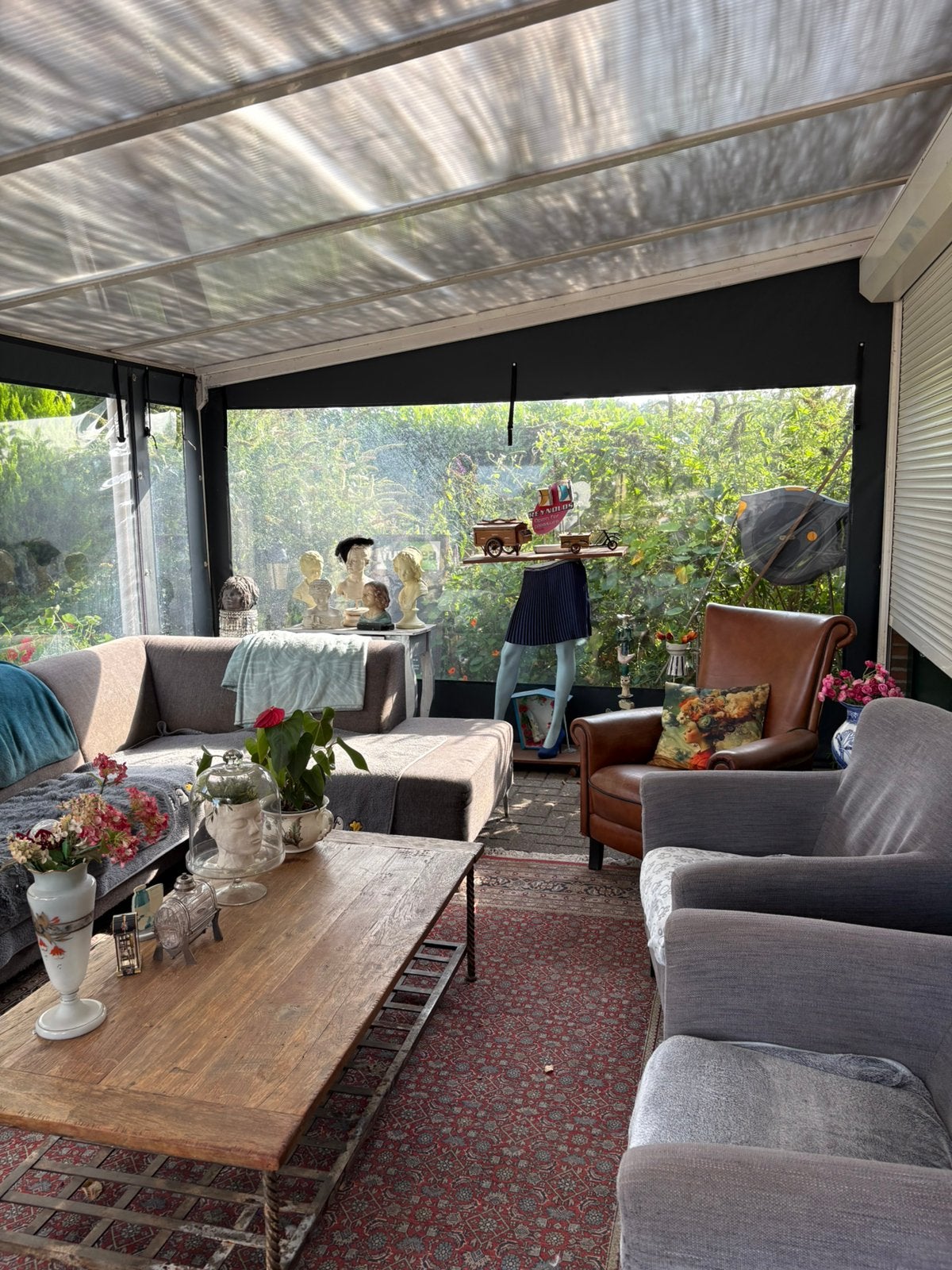 Tuinkamer met overkapping te koop 6.00 x 4.00 m 2.94 hoog, Tuin en Terras, Overkappingen, Ophalen, Gebruikt, Veranda