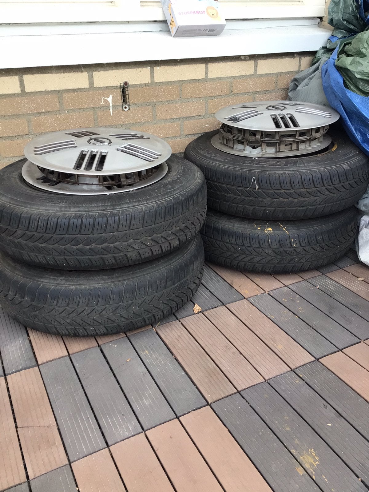 Opel Rekord originele velgen + wieldoppen, Ophalen, Gebruikt
