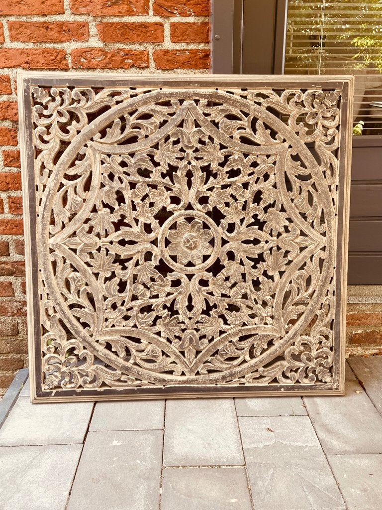 Brocante houten wandpaneel, Huis en Inrichting, Ophalen, 90 cm, Hout, Zo goed als nieuw