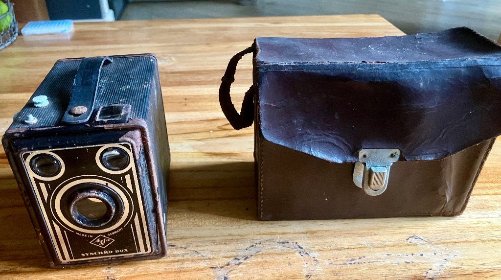 Oude box camera, Audio, Tv en Foto, Fotocamera's Analoog, Ophalen of Verzenden, Gebruikt, Compact, Overige Merken