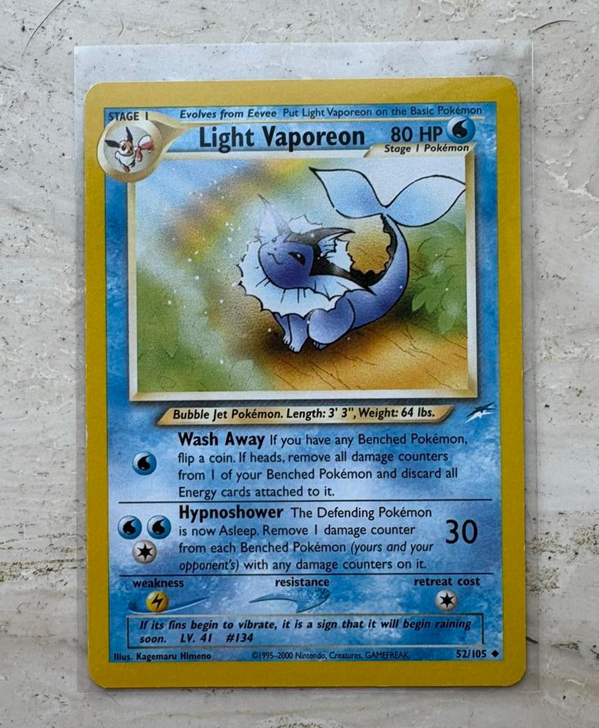 Light Vaporeon - 52/105 - Neo Destiny - Pokémon, Ophalen of Verzenden, Zo goed als nieuw