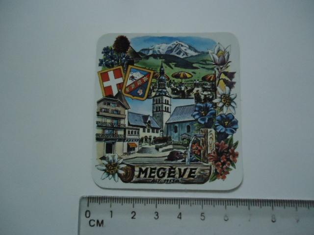 sticker oud Megeve Zwitserland ski wintersport alpen swiss, Verzenden, Zo goed als nieuw, Bedrijf of Vereniging