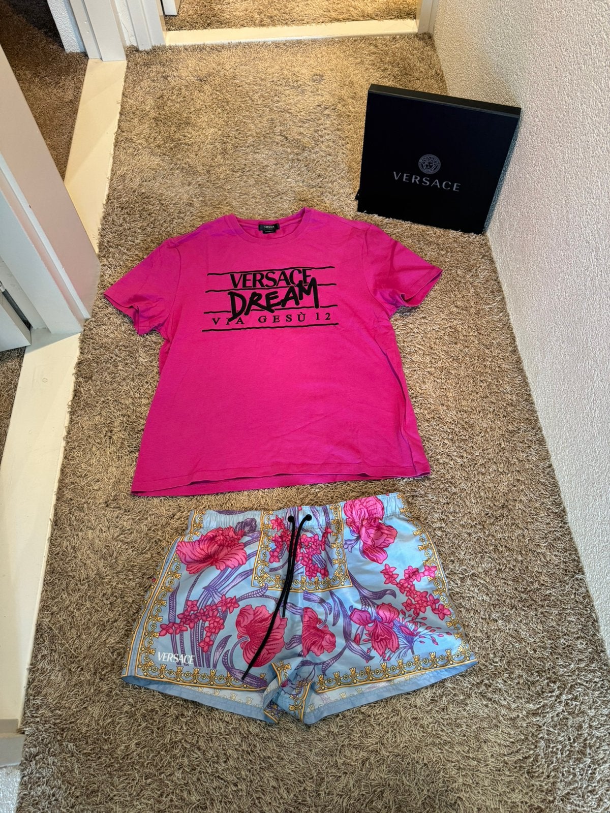 Versace zwembroek met shirt maat L, Ophalen of Verzenden, Zwart