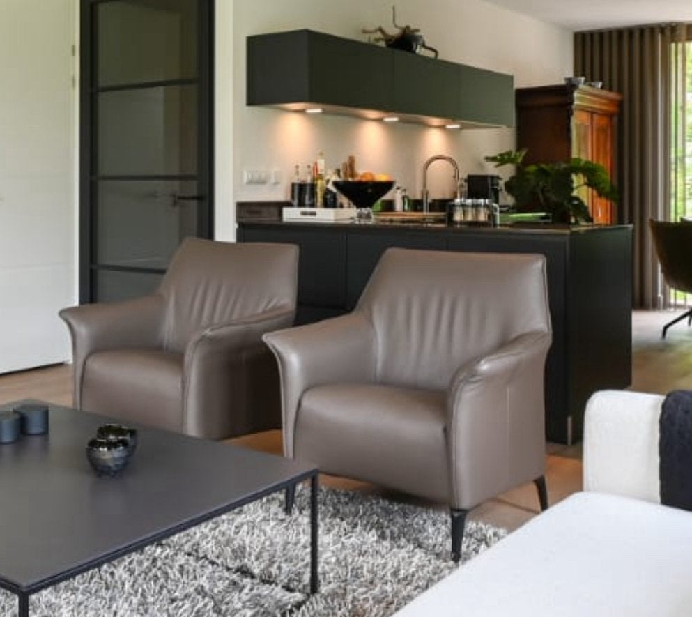 1 x Leolux Mayuro fauteuil Leer Walnoot kleur /taupe/lever, Huis en Inrichting, Ophalen, Zwart, Leer, Zo goed als nieuw