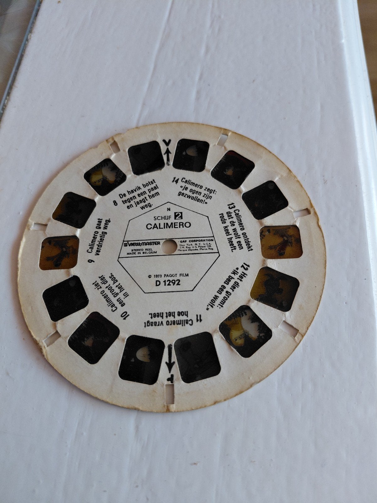 Vintage View-Master Schijf Calimero (1973) Schijf 2 D 1292, Verzamelen, Ophalen of Verzenden, Gebruikt