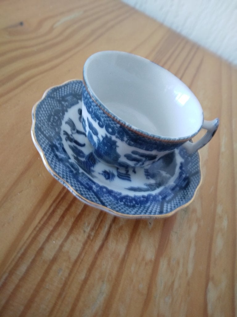 kop en schotel blauw, Ophalen of Verzenden