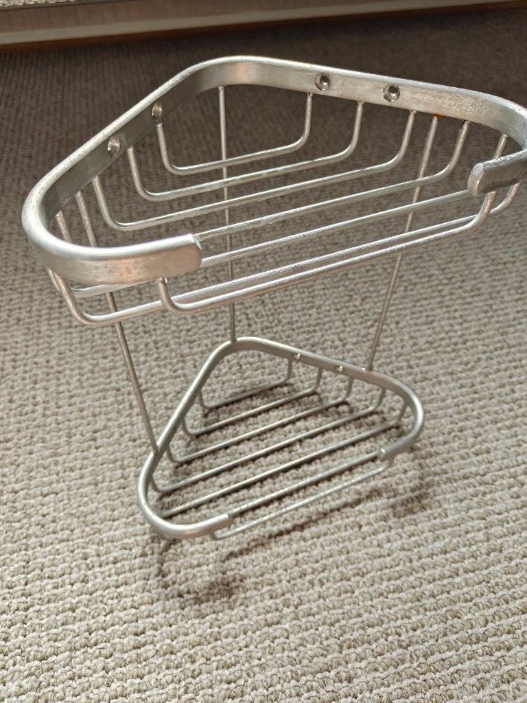 RVS Doucherek Hoekmodel - 2 Etages (27 cm hoog), Ophalen of Verzenden, Zo goed als nieuw, Zilver, Badkamerrek