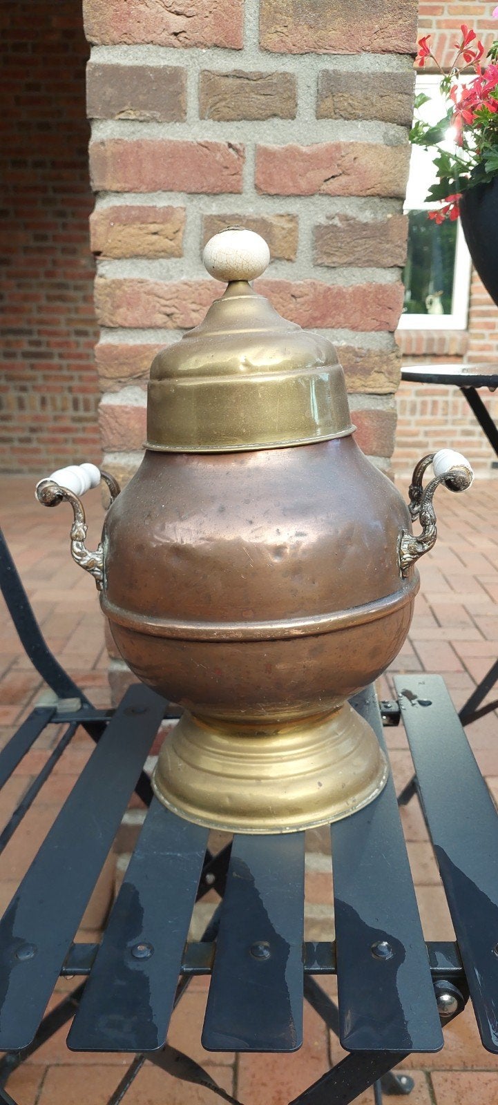 Antieke koperen en messing doofpot pot, Antiek en Kunst, Ophalen of Verzenden, Koper