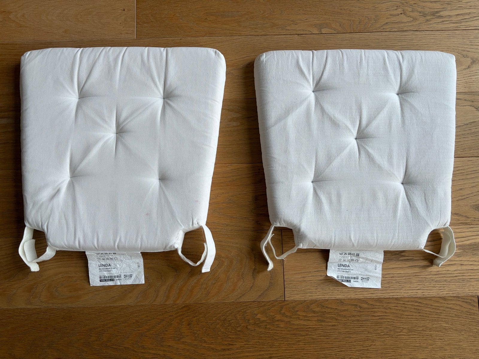 2x IKEA LINDA chair cushions, white, Gebruikt, Wit, IKEA, Vierkant