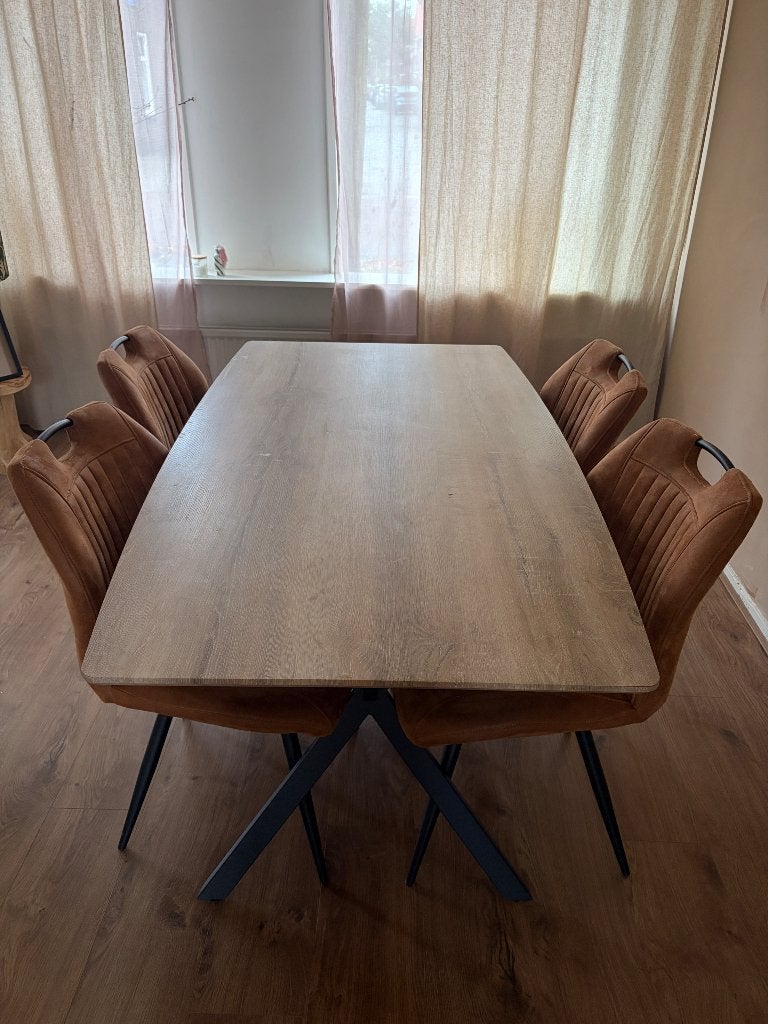 Tafel + 4 Stoelen, Ophalen, Gebruikt, 50 tot 100 cm, 150 tot 200 cm