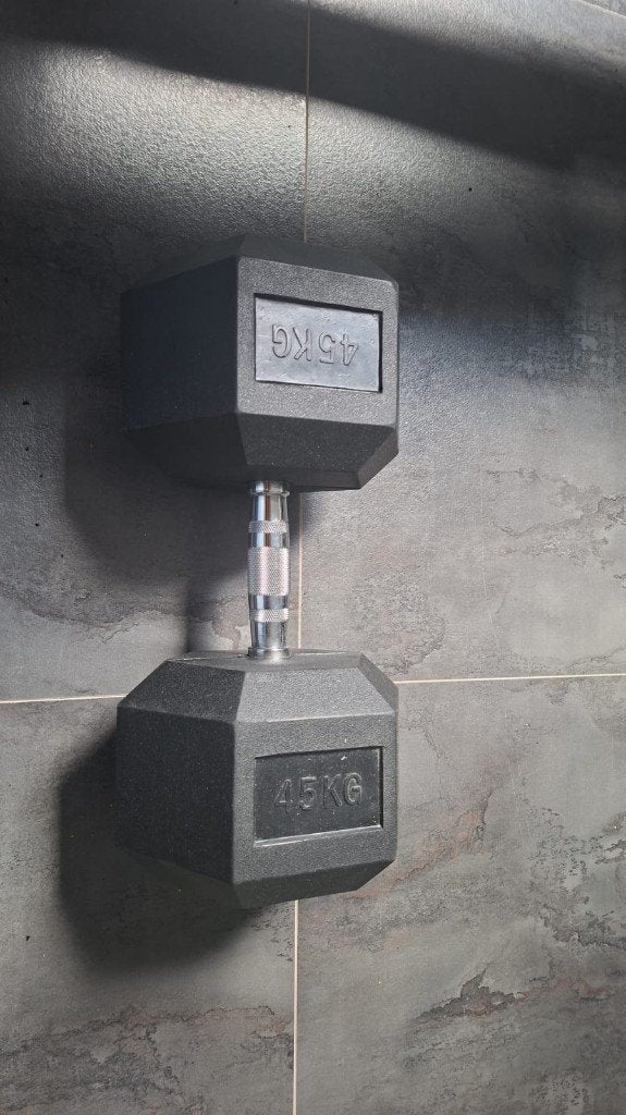 45kg hexagon / dumbell 1 stuks, Ophalen, Zo goed als nieuw, Dumbbell