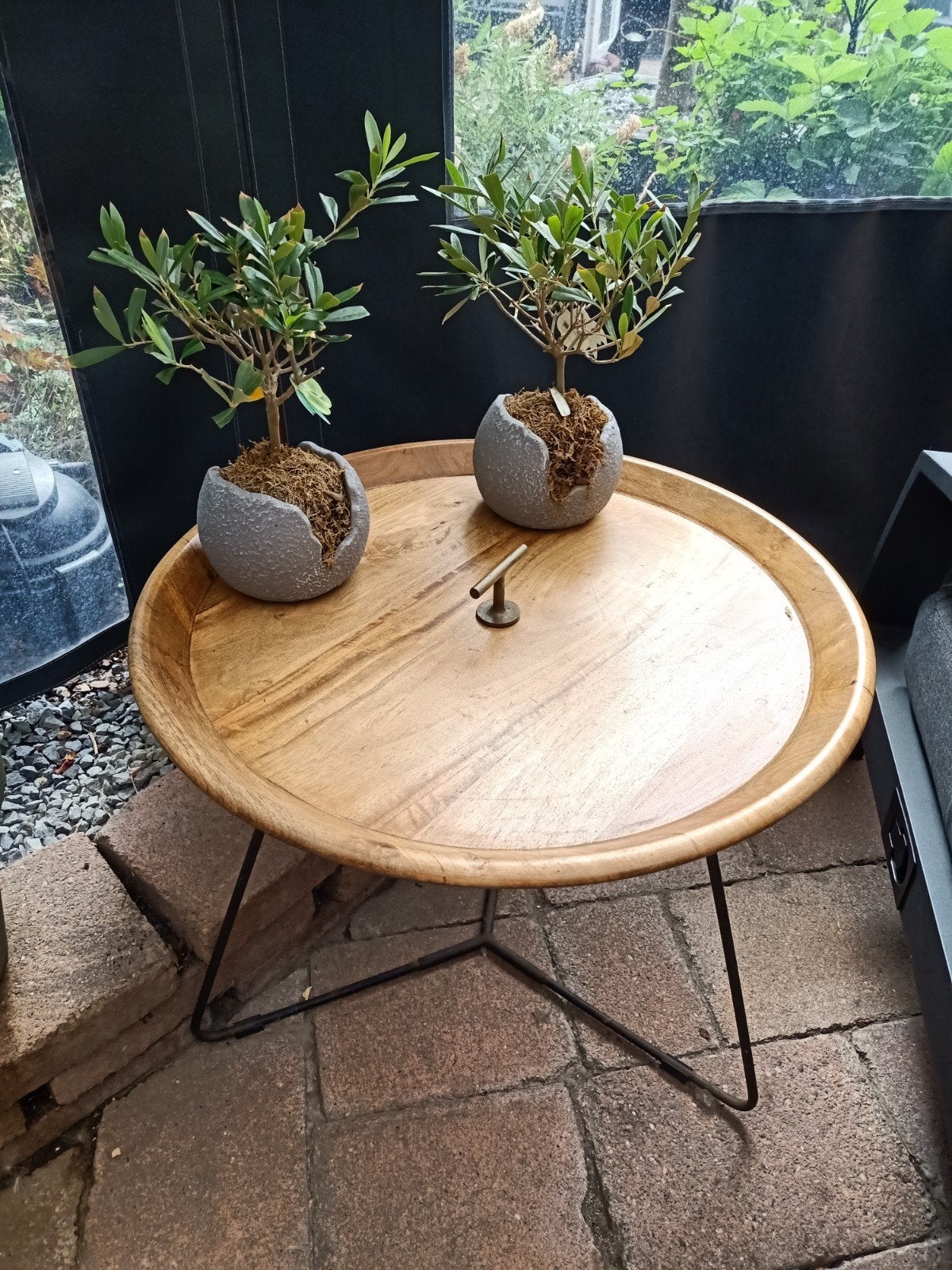 Bijzettafeltje  mango hout, Huis en Inrichting, Tafels | Bijzettafels, Ophalen, Rond, Hout