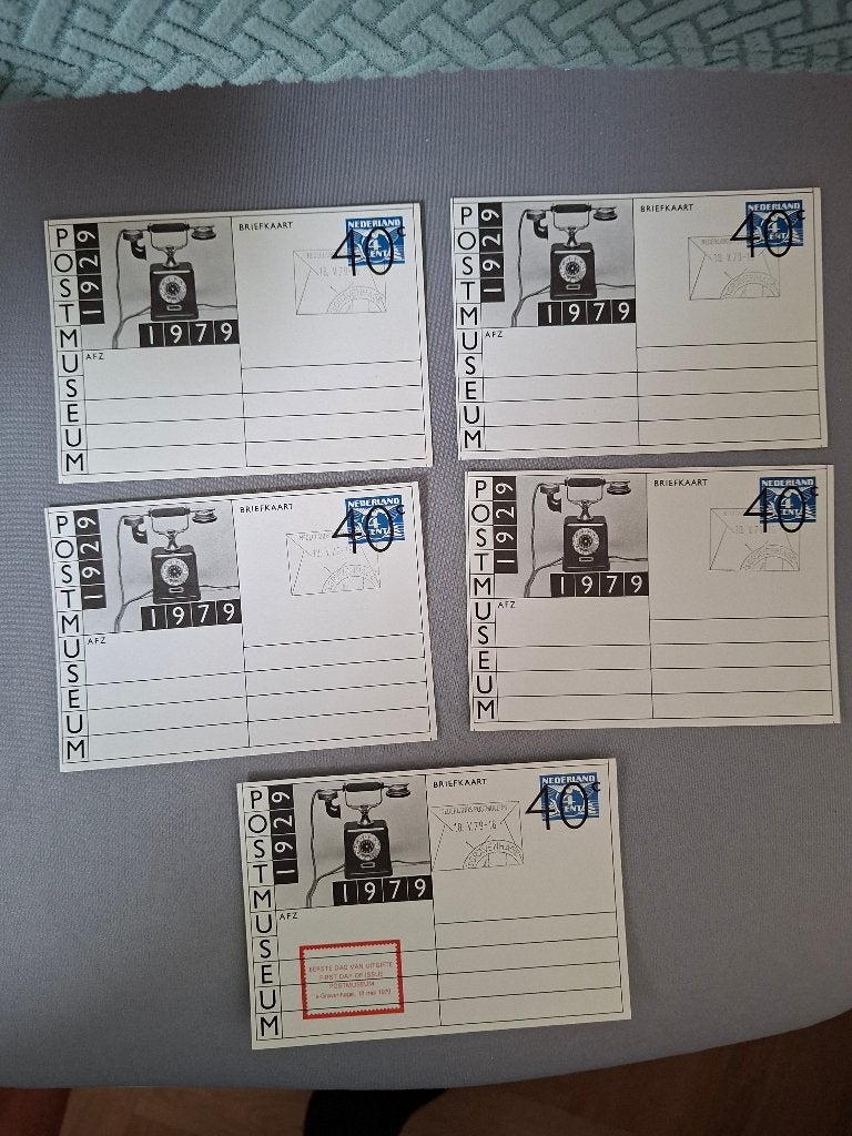 Nederland 5 briefkaarten postmuseum, Ophalen, Briefkaart