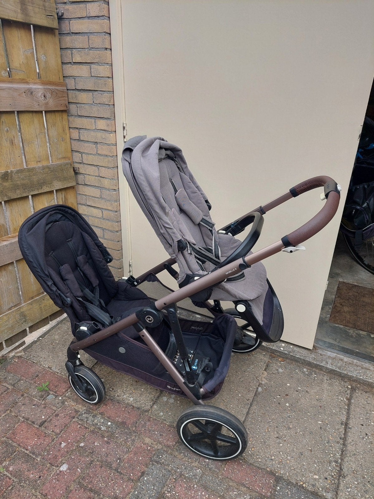 Cybex Gazelle S Duowagen - Compleet met reiswieg en zitjes, Gebruikt, Combiwagen, Verstelbare duwstang, Ophalen