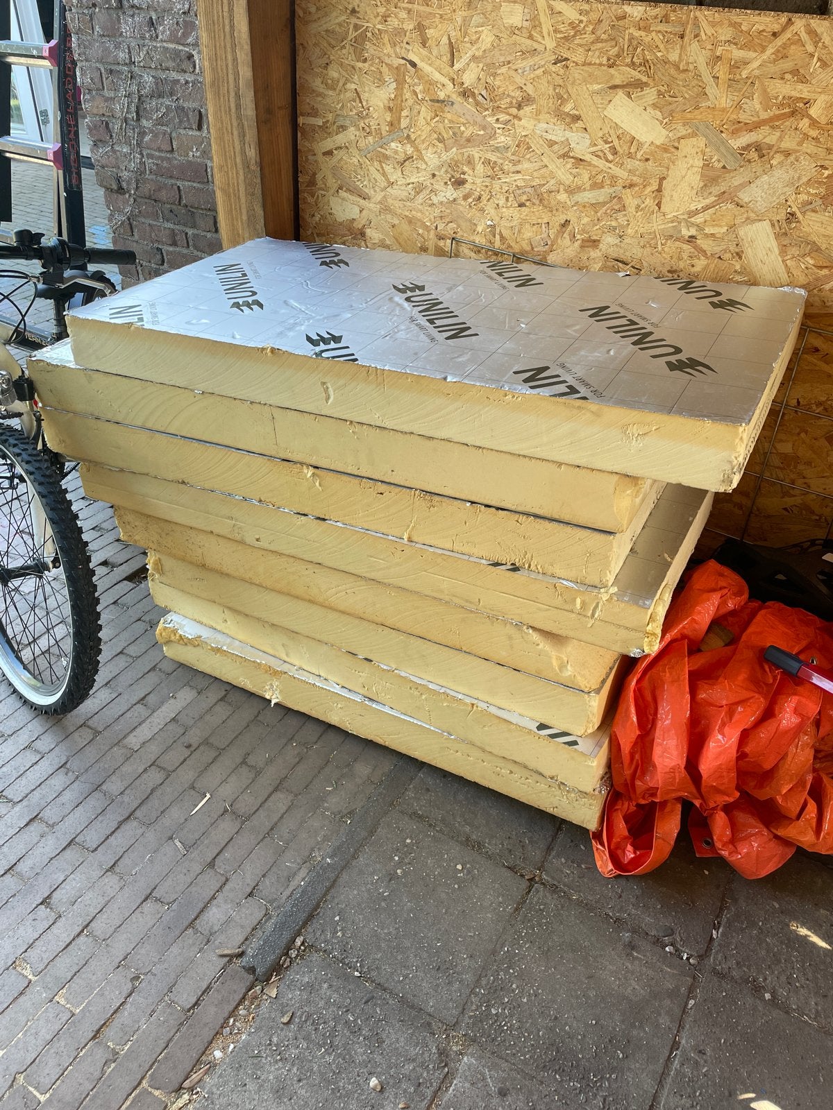 8 PIR isolatieplaten, 10cm dik, Doe-het-zelf en Verbouw, Isolatie en Afdichting, Ophalen, Gebruikt, 5 tot 10 m², Hardschuim (Pir)
