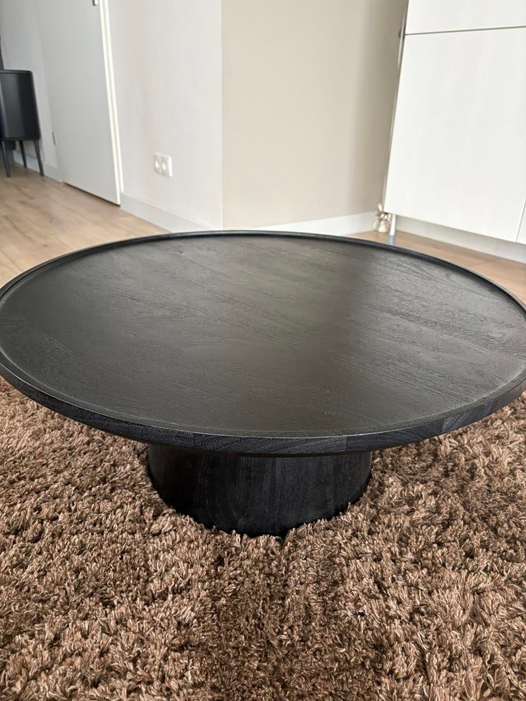 Salontafel mango hout zwart, Ophalen, 50 tot 100 cm, Rond, Zo goed als nieuw