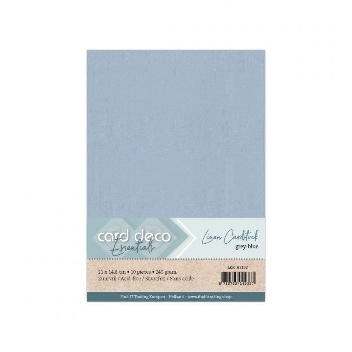Card Deco linnenkarton A5 102 grey-blue 10 vellen 240 grams, Overige merken, Papier of Karton, ., Nieuw
