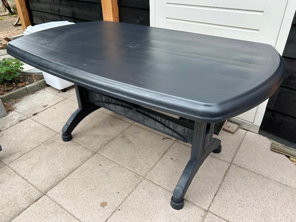 Jardin Tuintafel Plastic Blauw/Antraciet Rechthoekig 150x85, Tuin en Terras, Tuintafels, Ophalen, Gebruikt, Rechthoekig, Plastic