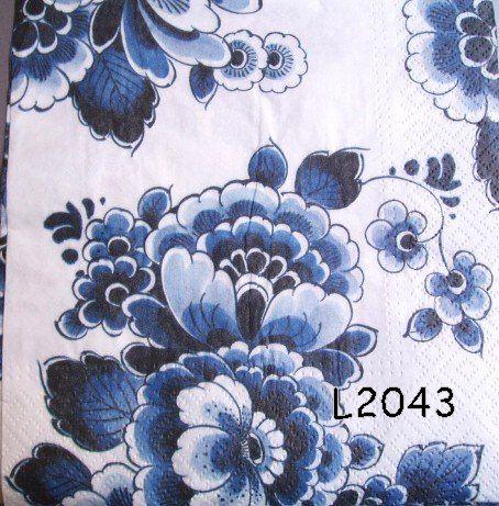 Servetten decoupage/bullet journal * Delfts Blauw L2043, Verzenden, Nieuw