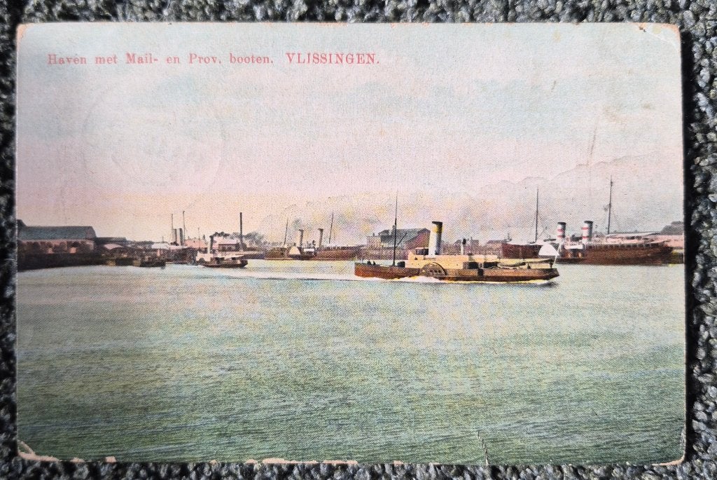 Haven met Mail -en Prov. Booten Vlissingen 1915, Ophalen of Verzenden, Voor 1920, Gelopen, Zeeland